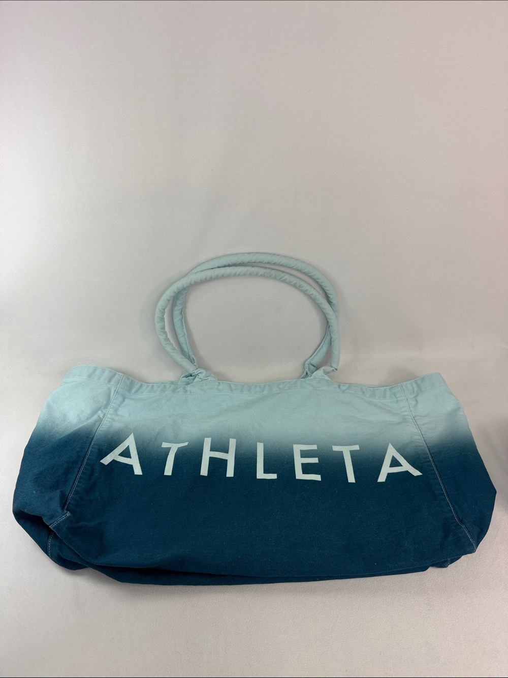 Athleta Large Ombre Teal Canvas Tote